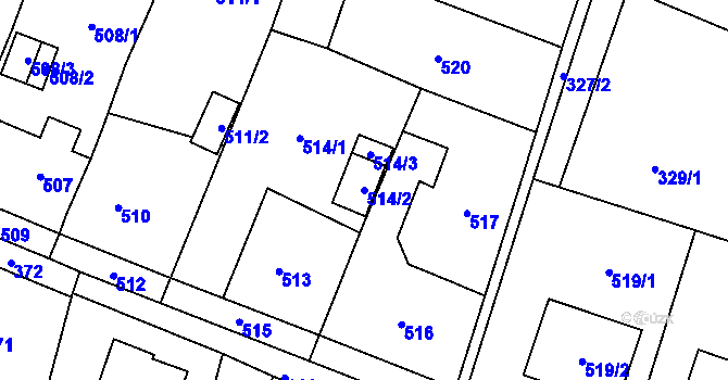 Parcela st. 514/2 v KÚ Skřečoň, Katastrální mapa