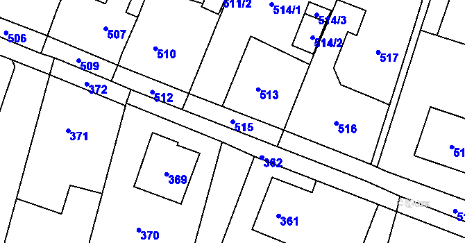 Parcela st. 515 v KÚ Skřečoň, Katastrální mapa