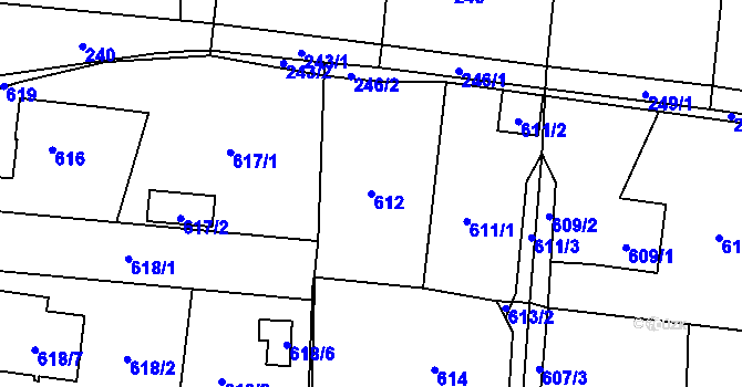 Parcela st. 612 v KÚ Skřečoň, Katastrální mapa