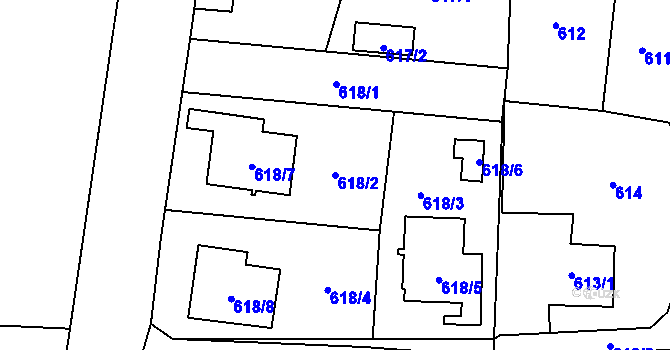 Parcela st. 618/2 v KÚ Skřečoň, Katastrální mapa