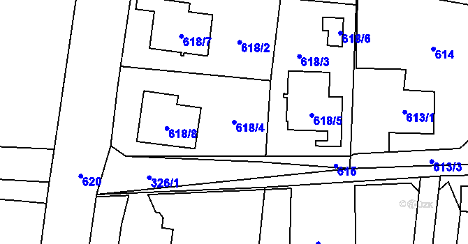 Parcela st. 618/4 v KÚ Skřečoň, Katastrální mapa