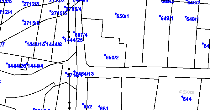 Parcela st. 650/2 v KÚ Skřečoň, Katastrální mapa