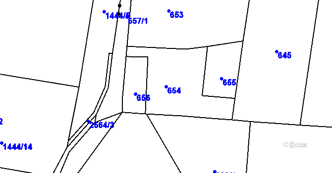 Parcela st. 654 v KÚ Skřečoň, Katastrální mapa