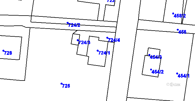 Parcela st. 724/1 v KÚ Skřečoň, Katastrální mapa
