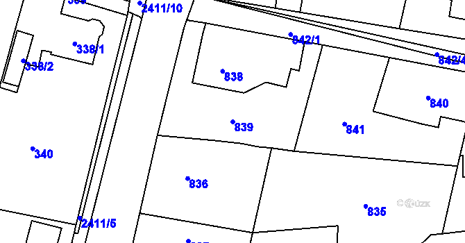 Parcela st. 839 v KÚ Skřečoň, Katastrální mapa