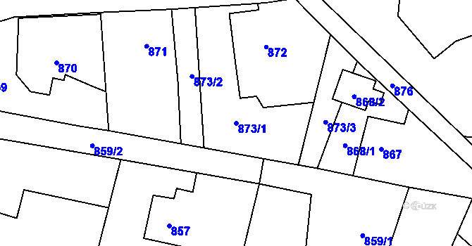 Parcela st. 873/1 v KÚ Skřečoň, Katastrální mapa
