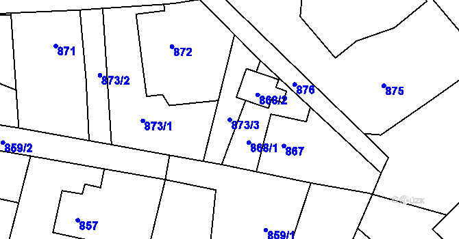 Parcela st. 873/3 v KÚ Skřečoň, Katastrální mapa