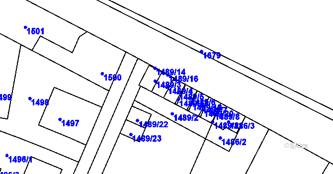 Parcela st. 1489/4 v KÚ Skřečoň, Katastrální mapa