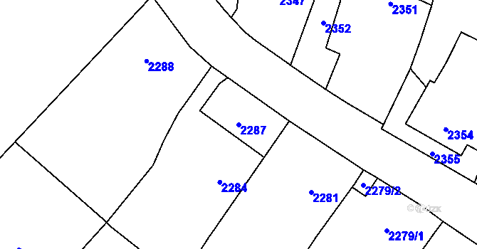 Parcela st. 2287 v KÚ Skřečoň, Katastrální mapa