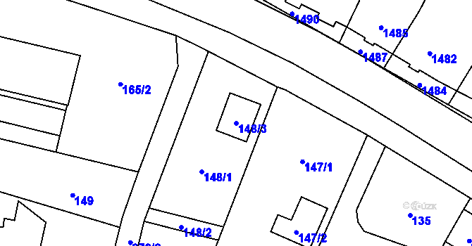 Parcela st. 148/3 v KÚ Skřečoň, Katastrální mapa