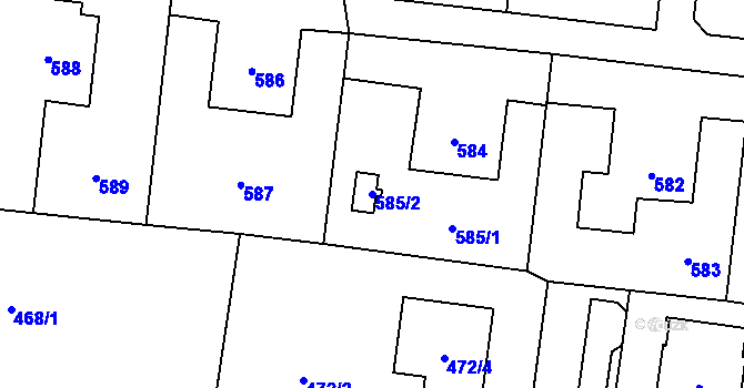 Parcela st. 585/2 v KÚ Skřečoň, Katastrální mapa