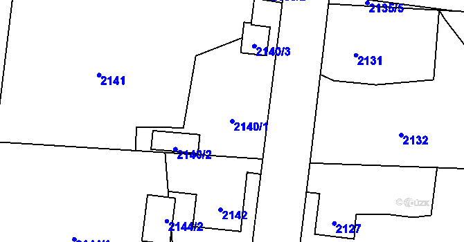 Parcela st. 2140/1 v KÚ Skřečoň, Katastrální mapa