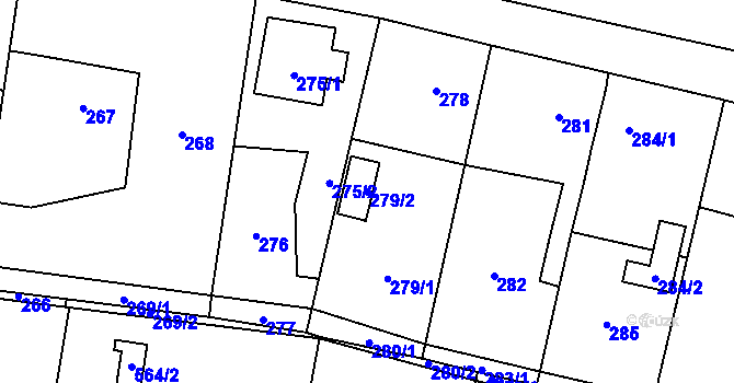 Parcela st. 279/2 v KÚ Skřečoň, Katastrální mapa