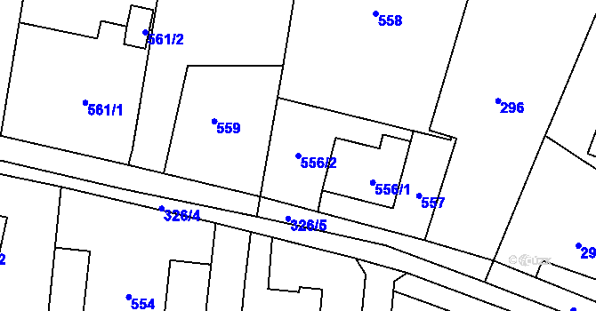 Parcela st. 556/2 v KÚ Skřečoň, Katastrální mapa