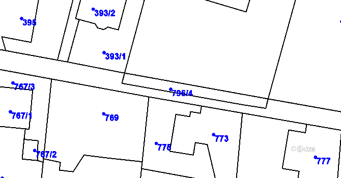 Parcela st. 796/4 v KÚ Skřečoň, Katastrální mapa