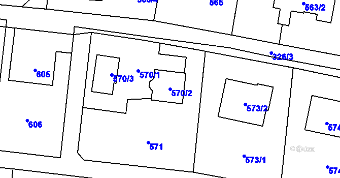Parcela st. 570/2 v KÚ Skřečoň, Katastrální mapa