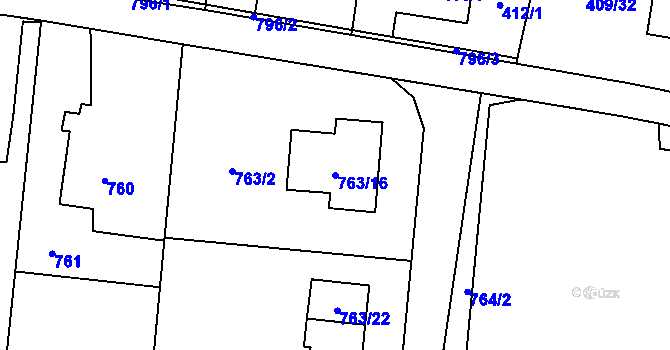 Parcela st. 763/16 v KÚ Skřečoň, Katastrální mapa