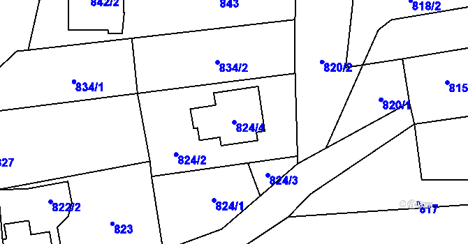 Parcela st. 824/4 v KÚ Skřečoň, Katastrální mapa