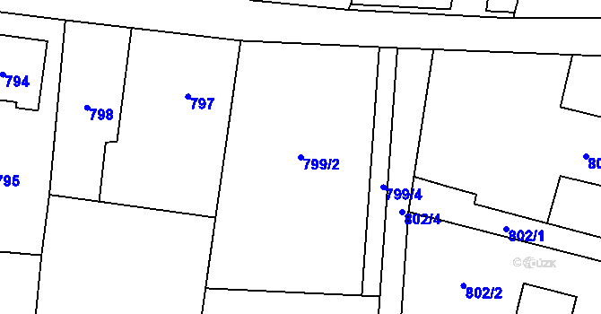 Parcela st. 799/2 v KÚ Skřečoň, Katastrální mapa