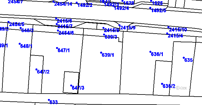 Parcela st. 639/1 v KÚ Skřečoň, Katastrální mapa