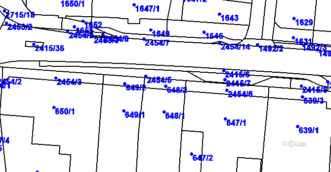 Parcela st. 648/2 v KÚ Skřečoň, Katastrální mapa