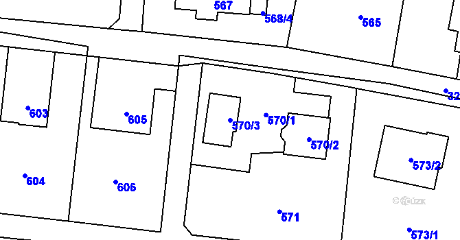 Parcela st. 570/3 v KÚ Skřečoň, Katastrální mapa