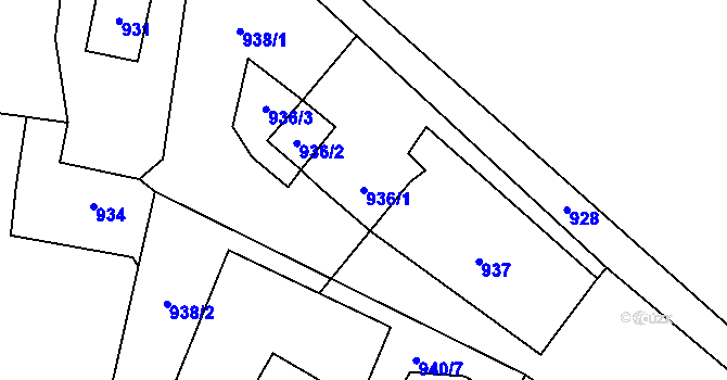 Parcela st. 936/1 v KÚ Skřečoň, Katastrální mapa