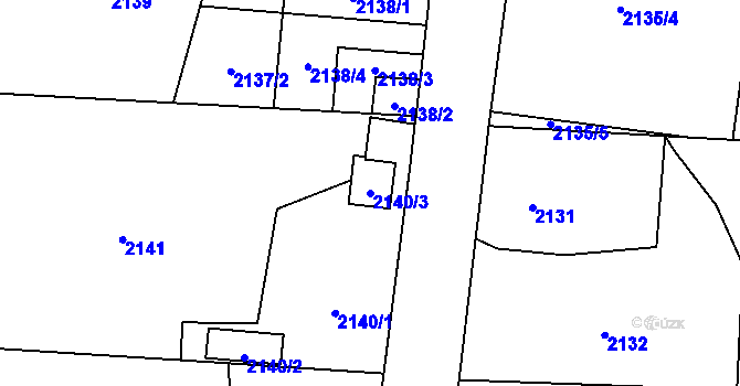 Parcela st. 2140/3 v KÚ Skřečoň, Katastrální mapa