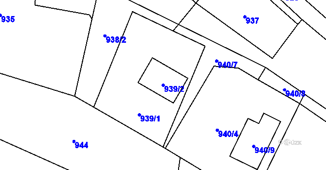 Parcela st. 939/2 v KÚ Skřečoň, Katastrální mapa