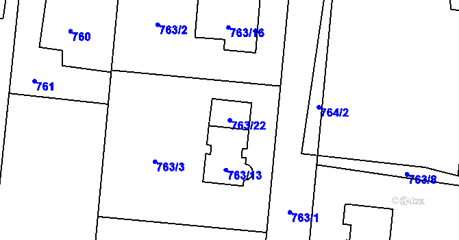 Parcela st. 763/22 v KÚ Skřečoň, Katastrální mapa