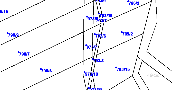Parcela st. 973/7 v KÚ Skřinářov, Katastrální mapa