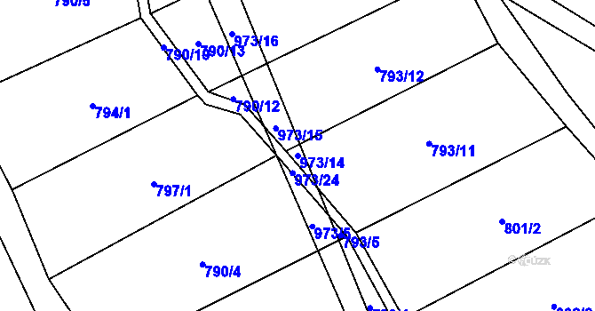 Parcela st. 973/14 v KÚ Skřinářov, Katastrální mapa