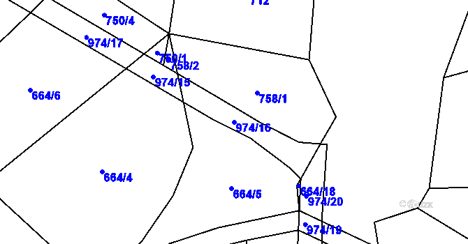 Parcela st. 974/16 v KÚ Skřinářov, Katastrální mapa