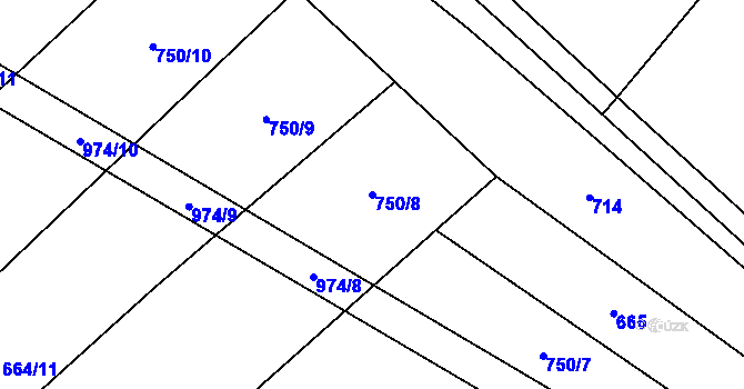 Parcela st. 750/8 v KÚ Skřinářov, Katastrální mapa