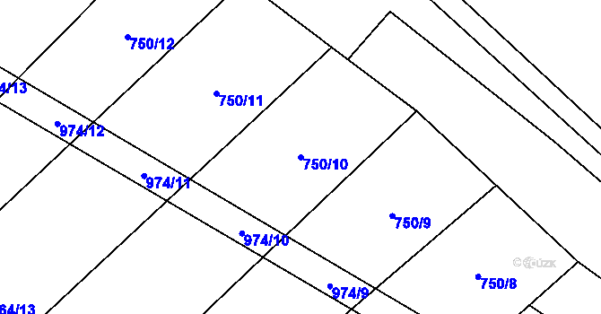 Parcela st. 750/10 v KÚ Skřinářov, Katastrální mapa