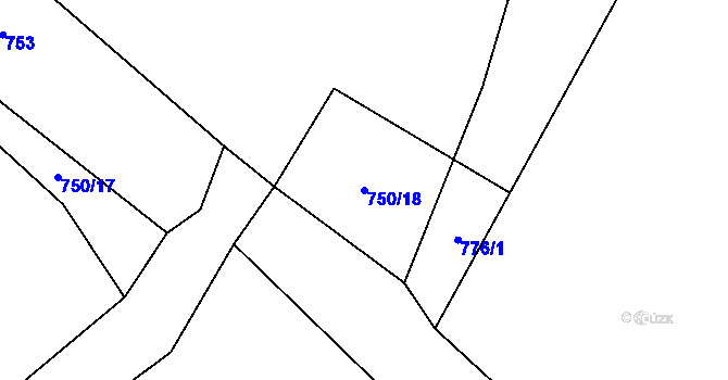 Parcela st. 750/18 v KÚ Skřinářov, Katastrální mapa