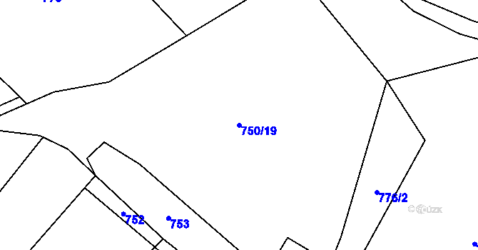 Parcela st. 750/19 v KÚ Skřinářov, Katastrální mapa