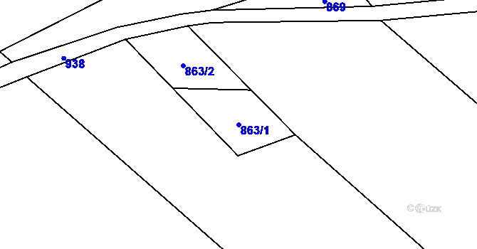 Parcela st. 863/1 v KÚ Skřinářov, Katastrální mapa