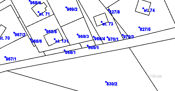 Parcela st. 969/1 v KÚ Skřinářov, Katastrální mapa