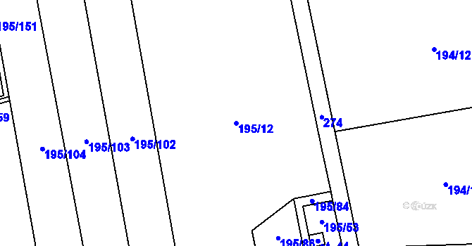 Parcela st. 195/12 v KÚ Skřipel, Katastrální mapa
