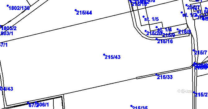 Parcela st. 215/43 v KÚ Skřipel, Katastrální mapa