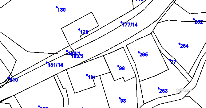 Parcela st. 151/3 v KÚ Skřípov, Katastrální mapa
