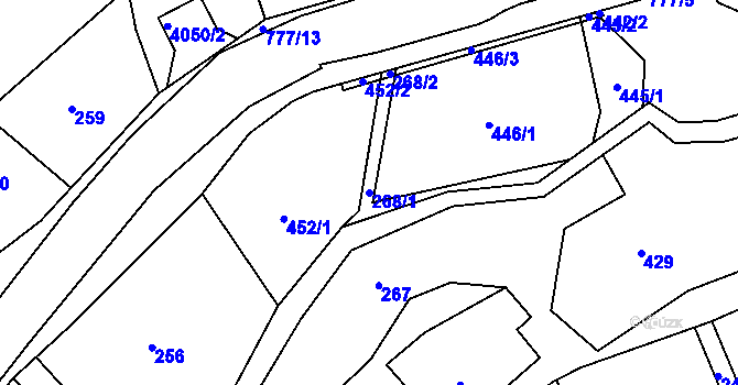 Parcela st. 268/1 v KÚ Skřípov, Katastrální mapa