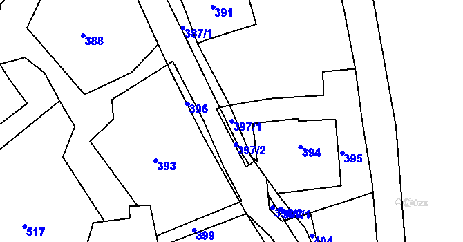 Parcela st. 397/1 v KÚ Skřípov, Katastrální mapa
