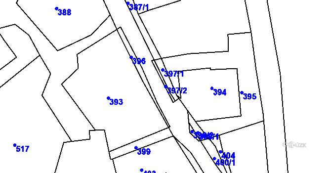 Parcela st. 397/2 v KÚ Skřípov, Katastrální mapa