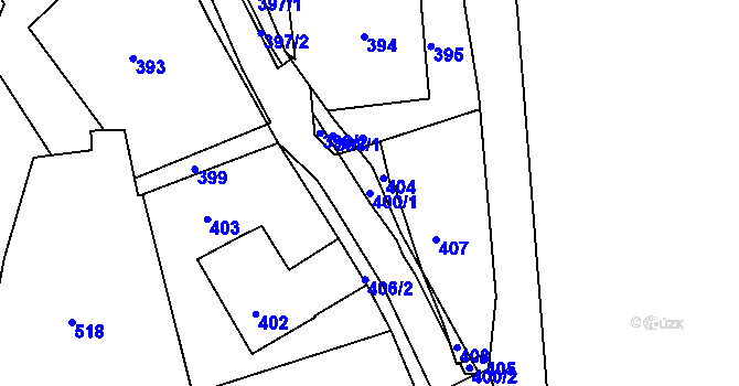 Parcela st. 400/1 v KÚ Skřípov, Katastrální mapa