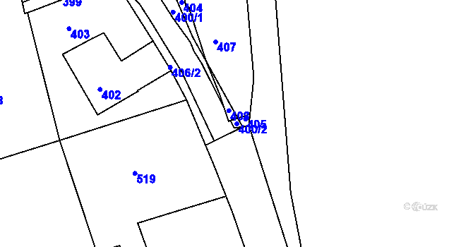 Parcela st. 400/2 v KÚ Skřípov, Katastrální mapa