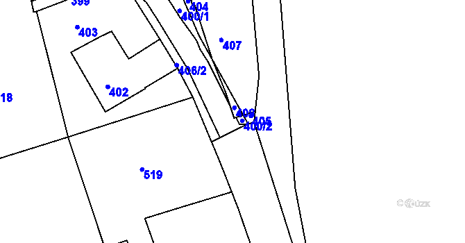 Parcela st. 400/3 v KÚ Skřípov, Katastrální mapa