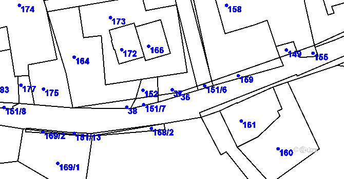Parcela st. 37 v KÚ Skřípov, Katastrální mapa