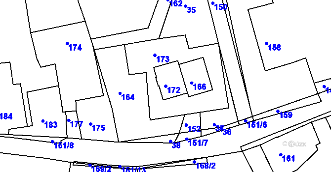 Parcela st. 172 v KÚ Skřípov, Katastrální mapa